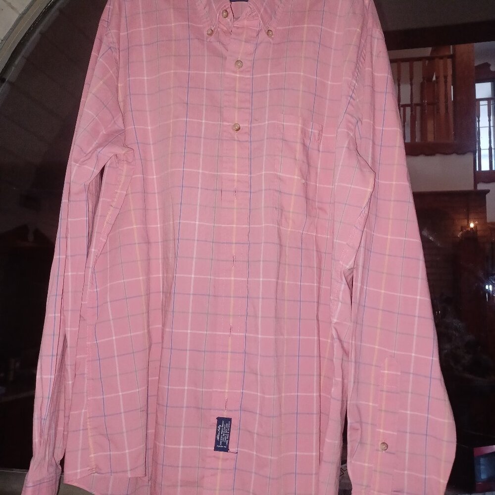 Allen Lolly Men's Button-Up Shirt Medium Pink Plaid